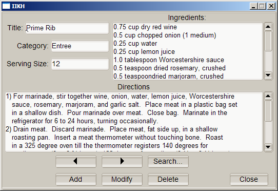 IIKH Recipe Browser